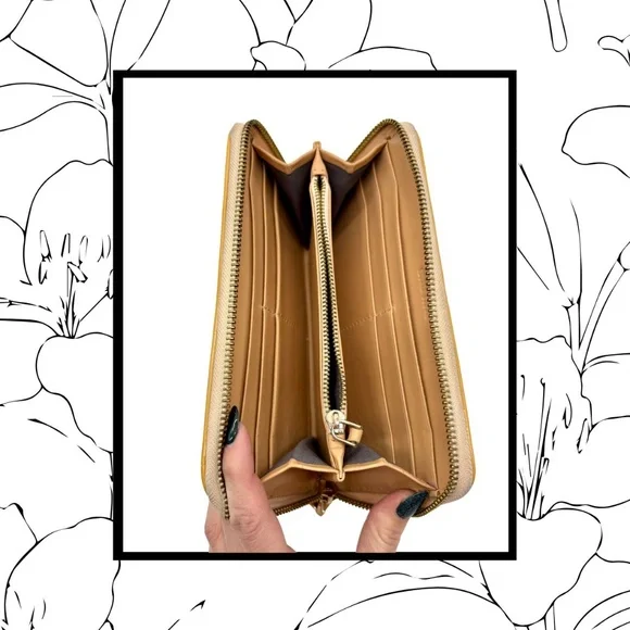 Miu Miu Quilted Patent Leather Zip-Around Wallet in Tan/Yellow - Picture 4 of 4